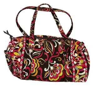 Vera Bradley Quilted Weekender Duffel Bag Brown Puccini Floral Travel Gym Work
